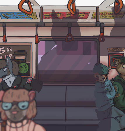 Two Character Thigh up w/ complex background